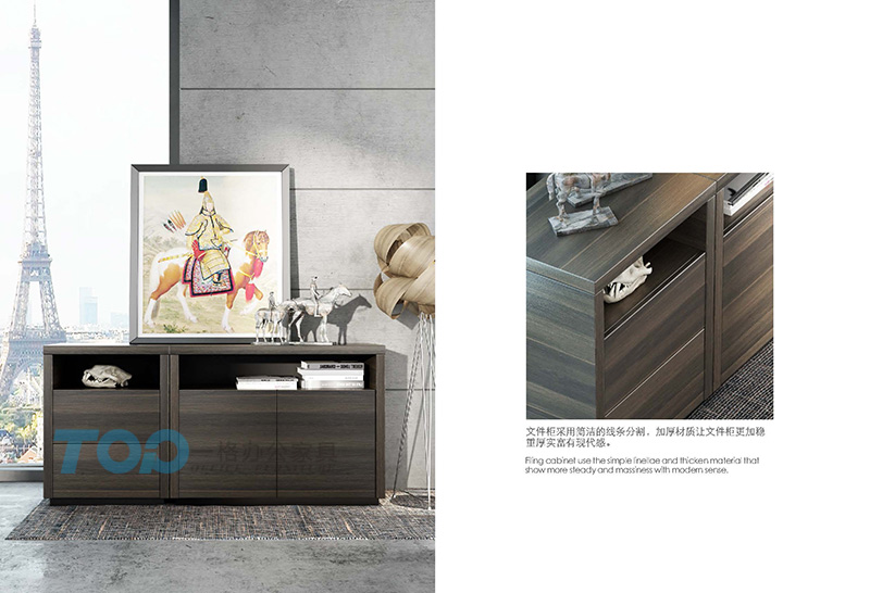 文件柜采用簡潔的線條分割再加上加厚的材質(zhì)讓文件柜更加的體現(xiàn)出穩(wěn)重、現(xiàn)代感